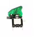 Metallic switch for vehicles, ON and OFF, green plastic cover